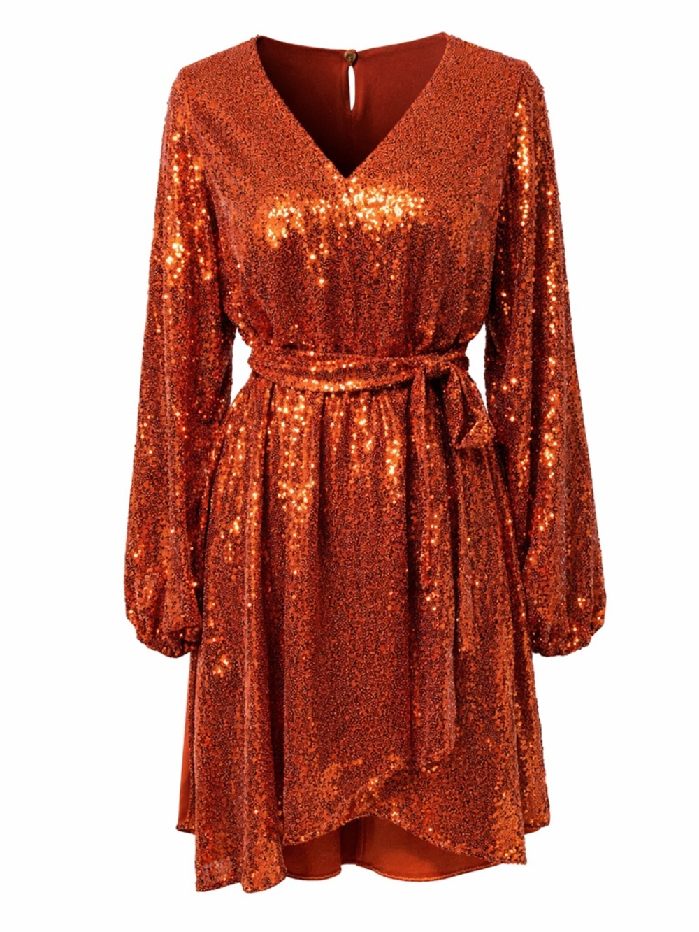Anthro‎ Sequin Mini Dress Copper Glam Disco Holiday Party NYE Sparkle- Medium
